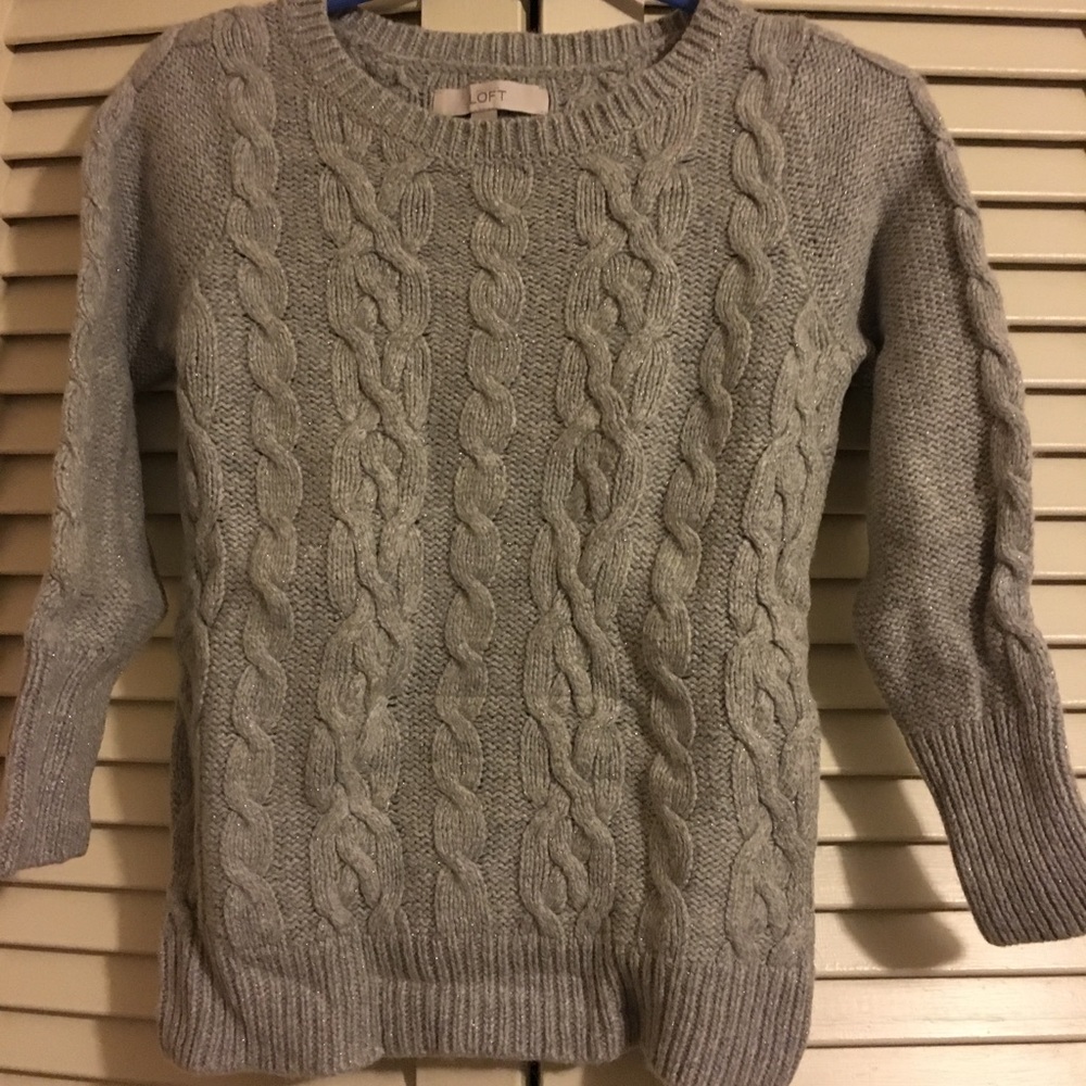 Loft grey/silver cable knit sweater